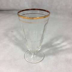 Gold Rimmed Clear Glass Lot of 6 Wine Glasses & Goblets Iced Tea 6-5/8″ Ribbed