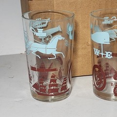 16 Vintage Glasses Glass Set Hazel Atlas Colonial Americana Juice Bar Drink 6 Oz