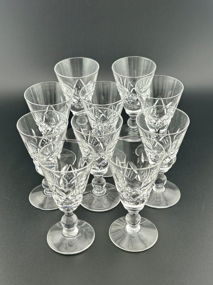 Set 10 Stuart Crystal Glengarry Cambridge Cordials 3⅛″ England 60s VTG