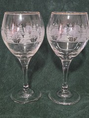 Set Of 2 Arby’s Pines by Lynn’s China 12 oz Goblet w/Gold Trim Excellent Cond