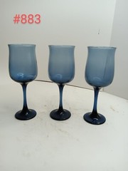 1970’S VINTAGE Libbey Tulip Connoisseur Water Wine Goblets Dusky Blue Glasses