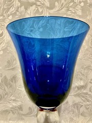 Vintage Cobalt Blue Sapphire Water Wine Glass Goblet ~ Perfect See Video