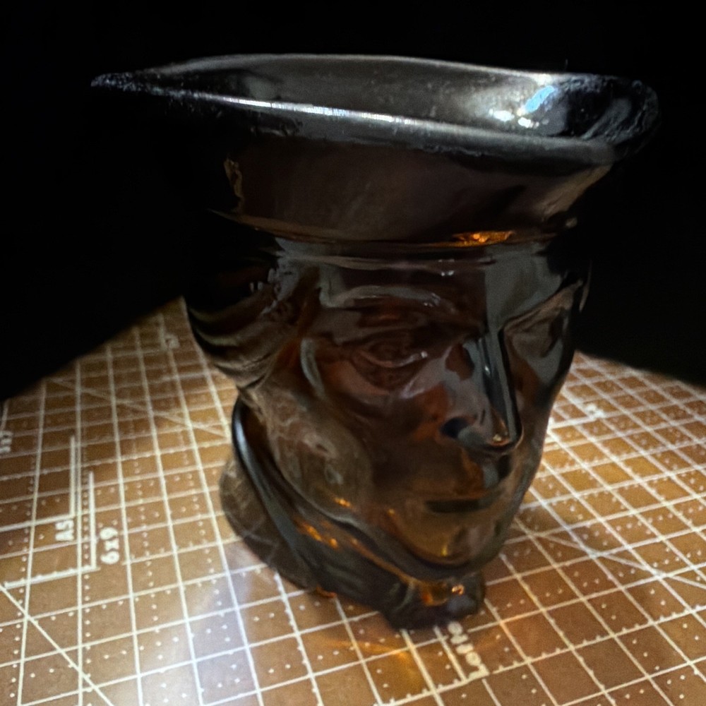 Paul Revere Brown Glass Head Mug Drinking Tumbler Cup, Impressed Backstamp