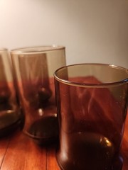 Libbey Tawny Accent Tumblers Set Vintage Smoke Brown Retro Glassware Lot Of 7