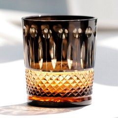 French Saint Louis Crystal Style-Set 4 Glasses Colored Whiskey Tumbler Gift Pack