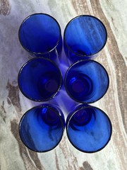💙6 Vintage Tumblers 16 Oz Cobalt Blue Rounded Top -Tapered Drinking Glasses💙
