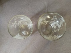 Lot of 2 Vintage Gazelle Juice & Rock Glasses 1950s White Deer Antelope MCM
