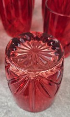 4 Waterford Marquis Crystal Brookside Red Double Old-fashioned Whiskey Rock Set