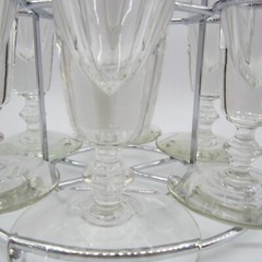 Rare Vtg Silver Fade Cocktail Champagne Pilsner Beer Glasses W/Carrier 8 1/4″