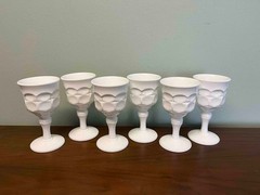 Set of 6 Vintage Indiana Glass Milk Glass Constellation Goblets