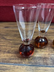 Vintage MCM Bubble Ball Base Shot Glasses Cordial Liqueur Jewel Tone Set of 4