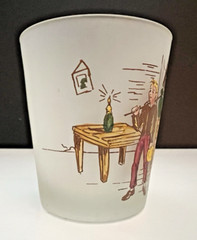 Hazel Atlas Set of 4 Vintage Lowball Frosted Glasses Charles Dickens Series