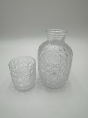 Victorian Trading Buttons & Bows Cut Glass Bedside Decanter Water Carafe Glass