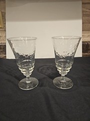 SET OF 2 Libbey Rock Sharpe Arctic Rose #3005 Iced Tea Footed Tumbler VTG
