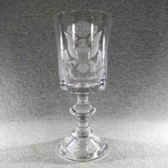Bicentennial Etched/Engraved Crystal Goblet Hand Blown 1976 USA Bald Eagle