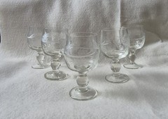 Vintage Etched Grape And Vine Brandy Stemmed Glasses – Clear (Set of 5)