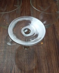 Vintage Water Glasses cut leaves footed Set of 3
