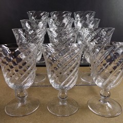 12 Asprey of London Crystal Goblets Swirl Pattern Signed 6.25″ Tall VGC