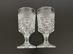 6 Vintage Anchor Hocking WEXFORD CRYSTAL 5-3/8” Claret Wine Glasses GOBLETS