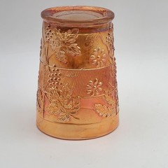 Dugan Antique Marigold Carnival Glass Floral and Grape Tumbler 4″ FREE SHIPPING