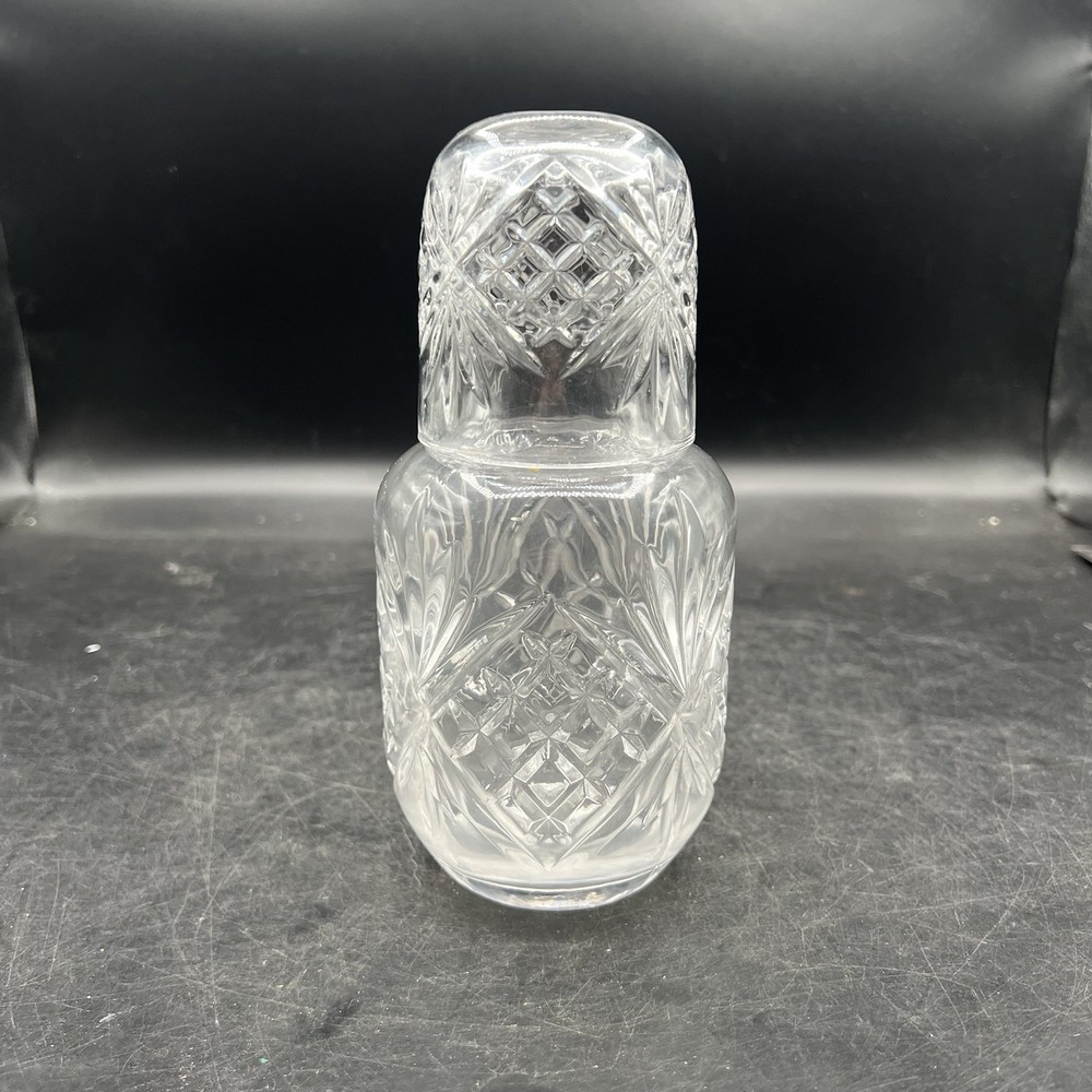 Godinger Dublin Crystal Tumble Up Water Carafe Bedside Pitcher & Cup Set