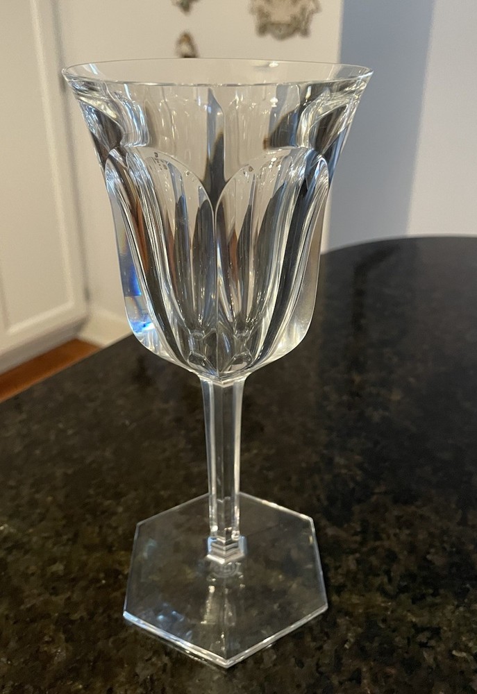(1) Baccarat Malmaison Tall Crystal Water Goblet~ 8” ~France ~Signed~ CHIP