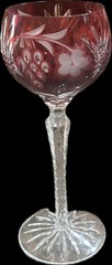 8.5 in. Bohemian Vintage Ruby Red Cut-to-Clear Crystal Wine Goblet