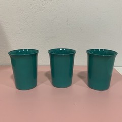 Hazel Atlas Moderntone Platonite Teal Aqua Tumblers Juice Mid Century Set Of 3