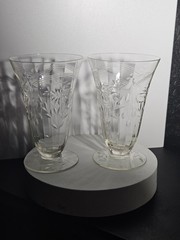 Pair (2) Elegant Cut Class Iced Tea Unkown Maker Great Cutting Excellent Cond.