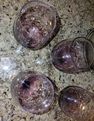 Pier 1 Purple Amethyst Crackle Wine Glasses 9″ Goblets Lot Of 4 retired