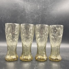 VTG set of 4 textured honey gold pilsner glasses
