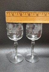 Glastonbury Lotus 66-2 Cordial Glasses, Clear Glass 4PC Etched Floral Dot & Swag