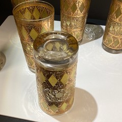 6 Rainer highball glasses WV Glass Co 22kt Gold Gilt MCM 1960s Hollywood Regency