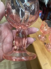 6 X TIFFIN Pink Glass FRANCISCAN CABARET FOOT Wine Water GOBLET Lotus 6” Vintage