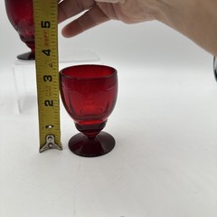 2 Martinsville Moondrops Red 3 5/8″ 5 oz Footed Juice Tumblers Perfect