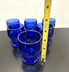 VTG Cobalt Blue Georgian Honeycomb 4 Oz Juice Glasses Set Of 6