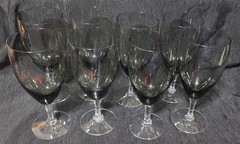Fostoria Crystal Debutante Vintage Wine 6.75″ Glass Glasses Set of 8 Gray VTG