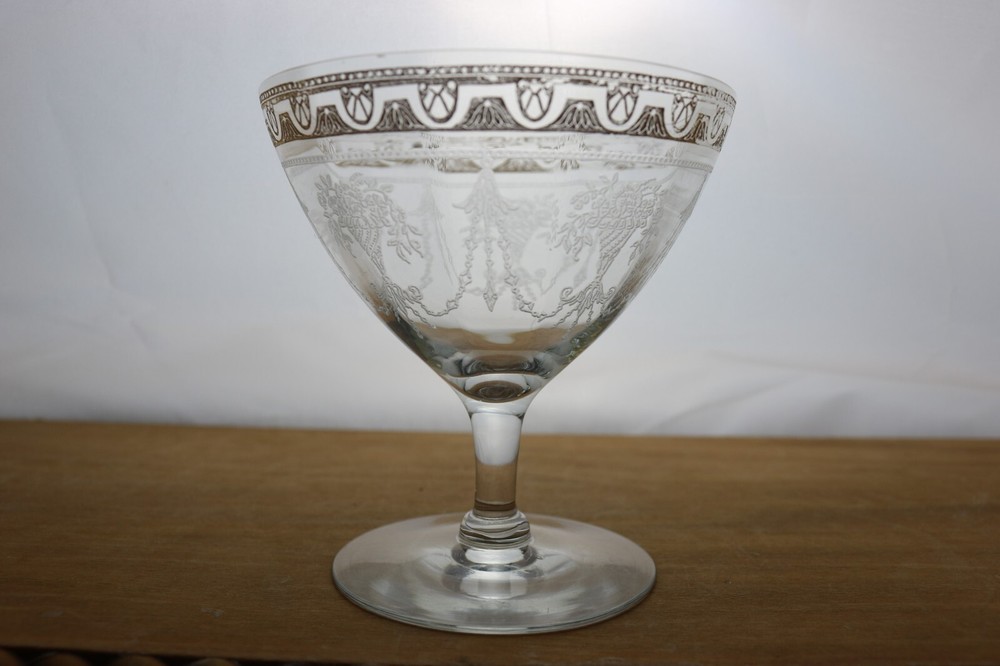 Cambridge Low Sherbet Champagne Glasses 4.5 » Set of 3 Gold Encrusted #701