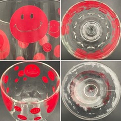 Bartlett Collins 6pc Pokee Peace•Keep On Truckin•Happy Face Goblets c1970s USA