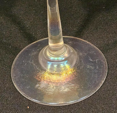 Vintage Signed Brioni Art Glass Iridescent Stem Champagne Wine Flute Goblet