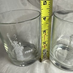 VTG 1986 Statue of Liberty Tumbler Glass New York Commemorative Libbey Set of 2