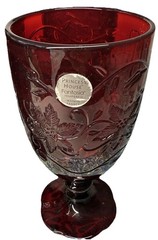 4 Vintage Princess House FANTASIA RUBY RED Water Goblets Iced Tea 7″ Floral VTG