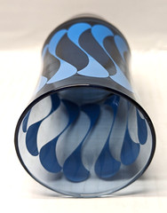 Vintage Drinking Glass Smoky Blue w Blue Swirl Libbey MCM 6″ × 3″ Replacement