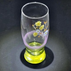 Libbey Dogwood Floral 16oz Drinking Glass Pink Frost Avocado Color Base Retro