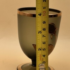 VTG BOHEMIAN CZECH FOOTED GLASS GOBLETS SMOKY SAGE GREEN 24K GOLD GILT SET OF 6