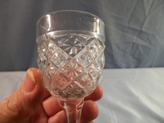 Specialty Glass Co. EAPG Pattern F Clear Glass Wine Goblet Circa 1892