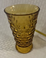 MCM VTG Indiana Whitehall Colony Amber Cubist Footed Tumbler – 12 oz