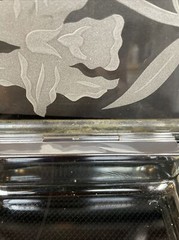 DOROTHY THORPE Glass Trinket Box-Etched Flower-MCM-Art Deco
