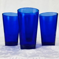 (4) Anchor Hocking Cobalt Blue Glasses Flare 5 7/8” holds 16 oz VGVC No Chips