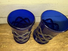 Vintage Felipe Derflingher MCM Cobalt Art Glass Caged Imprisoned Brutalist Glass